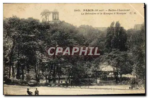 Ansichtskarte AK Paris Buttes Chaumont Le Belvedere et le Kiosque a Musique