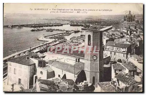 Cartes postales Marseille Vue Generale sur les Bassins de la Joliette et la Cathedrale prise du Transbordeur