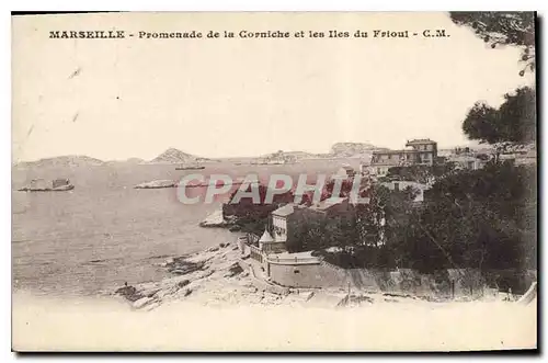 Cartes postales Marseille Promenade de la Corniche et les Iles du Frioul