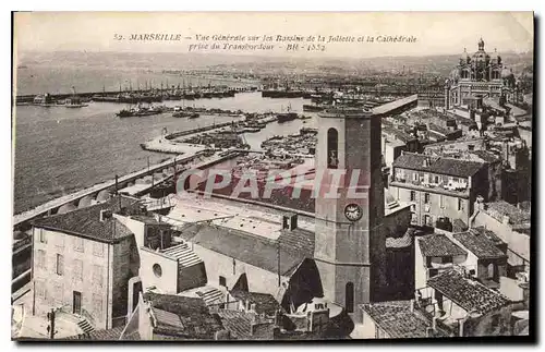 Cartes postales Marseille Vue Generale sur les Bassins de la Joliette et la Cathedrale prise du Transbordeur