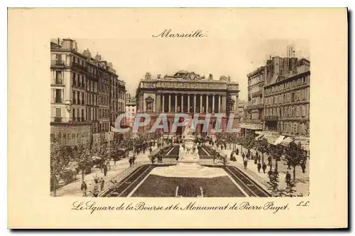 Ansichtskarte AK Marseille Le Square de la Bourse et le Monument de Pierre Puget