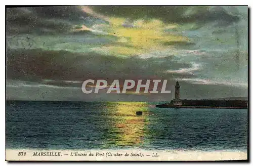 Cartes postales Marseille L'Entree du Port Coucher de Soleil