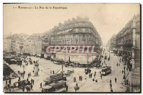 Cartes postales Marseille La Rue de la Republique Tramway