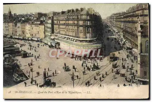 Cartes postales Marseille Quai du Port et Rue de la Republique