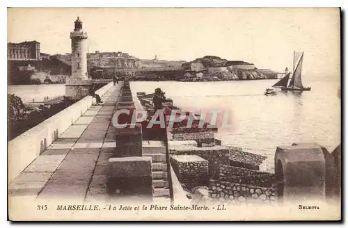 Ansichtskarte AK Marseille La Jetee et le Phare Sainte Marie