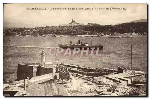 Ansichtskarte AK Marseille Panorama de la Corniche Vue prise du Chateau d'If Bateau