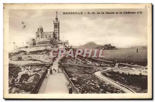 Ansichtskarte AK Marseille ND de la Garde et le Chateau d'If