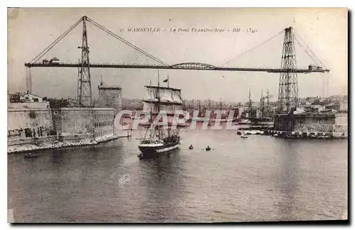 Ansichtskarte AK Marseille Le Pont Transbordeur Bateau Voilier