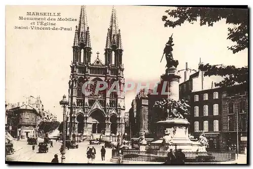 Cartes postales Marseille Monument des Mobiles et l'Eglise Saint Vincent de Paul