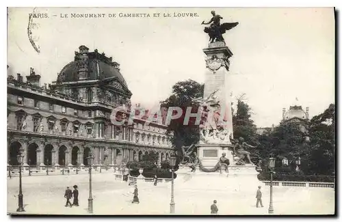 Cartes postales Paris Le Monument de Gambetta et le Louvre