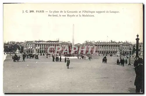 Cartes postales Paris La Place de la Concorde et l'Obelisque rapporte de Louqsor