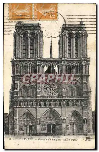 Cartes postales Paris Facade de l'Eglise Notre Dame