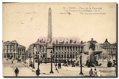 Ansichtskarte AK Paris Place de la Concorde Les Fontaines et l'Obelisque