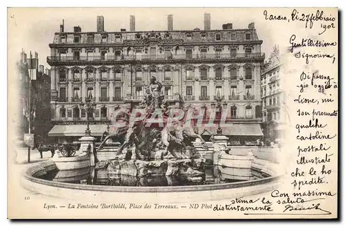 Cartes postales Lyon Fontaine Bartholdi Place des Terreaux et Fontain