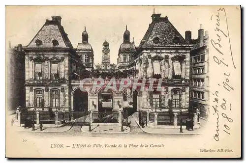 Cartes postales Lyon L'Hotel de Ville Facade de la Place de la Comedie