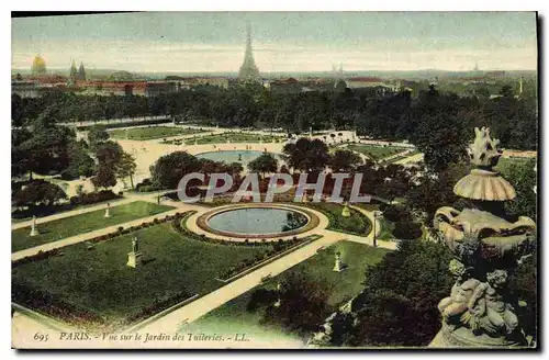 Cartes postales Paris Vue sur le Jardin des Tuileries Tour Eiffel