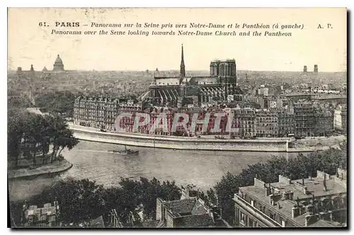 Ansichtskarte AK Paris Panorama sur la Seine pris vers Notre Dame et le Pantheon (a gauche)