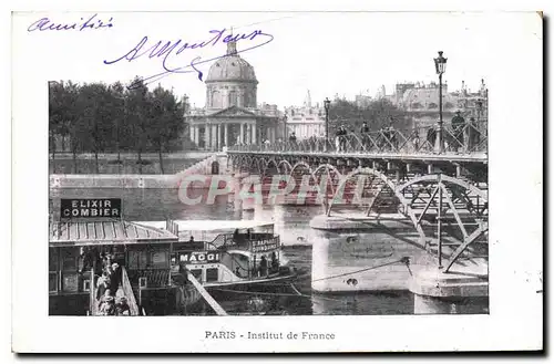 Cartes postales Paris Institut de France Bateau Peniche Elixir Colombier