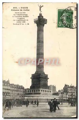 Cartes postales Paris Colonne de Juillet elevee en 1831 sur l'emplacement de l'ancienne Bastille a la gloire des