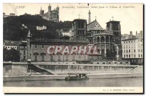 Ansichtskarte AK Lyon Archeveche Cathedrale Saint Jean et Coteau de Fourviere