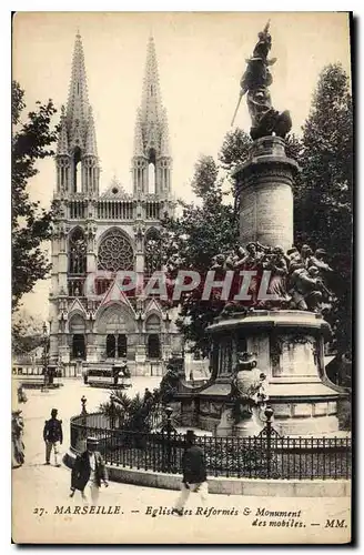 Ansichtskarte AK Marseille Eglise des Reformes et le Monument des Mobiles