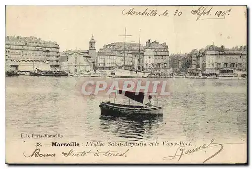 Cartes postales Marseille L'Eglise Saint Augustin et le Vieux Port