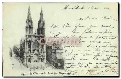 Cartes postales Marseille Le 19 mars 1902 Eglise St Vincent de Paul (Les Reformes)