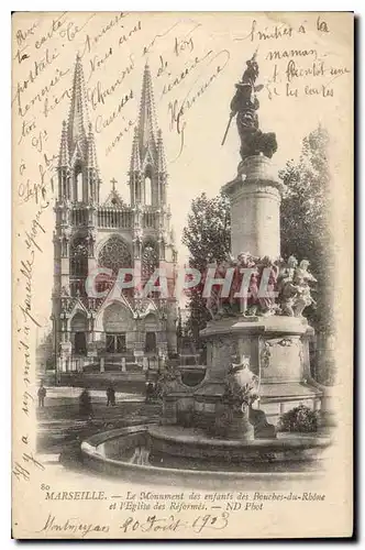 Ansichtskarte AK Marseille Le Monument des Enfants des Bouches du Rhone et l'Eglise des Reformes