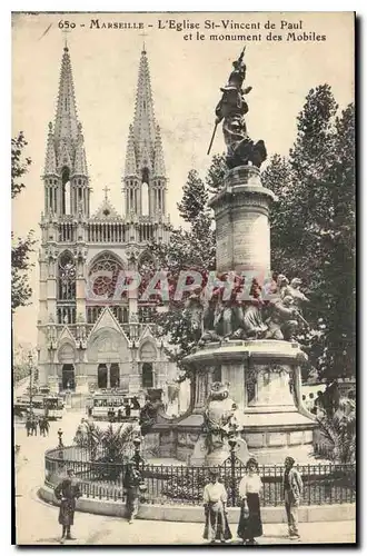 Ansichtskarte AK Marseille Eglise St Vincent de Paul et Monument des Mobiles