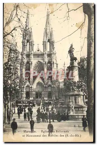 Cartes postales Marseille Eglise des Reformes et Monument des Mobiles des (B du Rh)