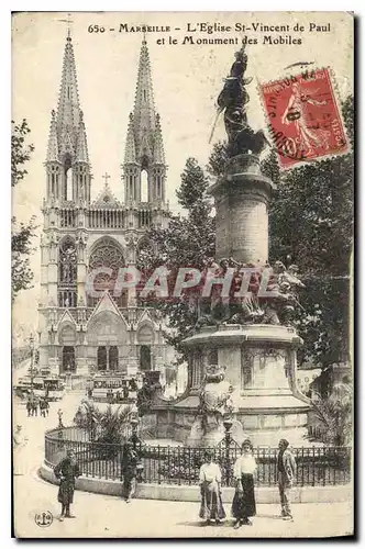 Cartes postales Marseille Monument des Mobiles et l'Eglise St Vincent les Paul