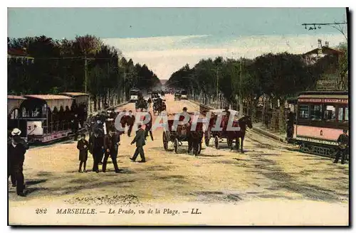 Ansichtskarte AK Marseille Le Prado vu de la Plage Tramway