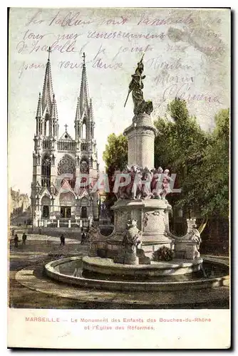 Ansichtskarte AK Marseille Le Monument des Enfants des Bouches du Rhone et l'Eglise des Reformes