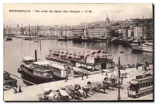 Cartes postales Marseille Un coin du Quai des Belges Tramway Bateaux