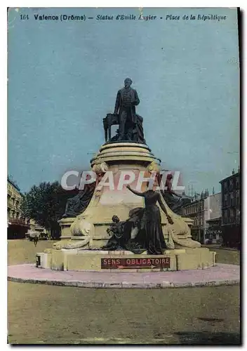 Cartes postales Valence (Drome) Statue d'Emile Augier Place de la Republique
