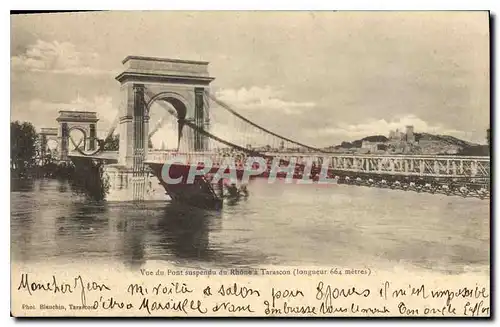 Ansichtskarte AK Tarascon Vue du Pont suspendu du Rhone a Tarascon (longueur 664 metres)
