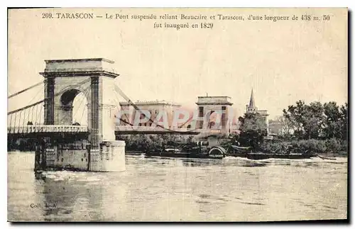 Cartes postales Tarascon Le Pont suspendu reliant Beaucaire et Tarascon