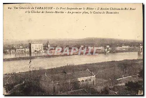 Ansichtskarte AK Vue Generale de Tarascon Le Pont Suspendu sur le Rhone