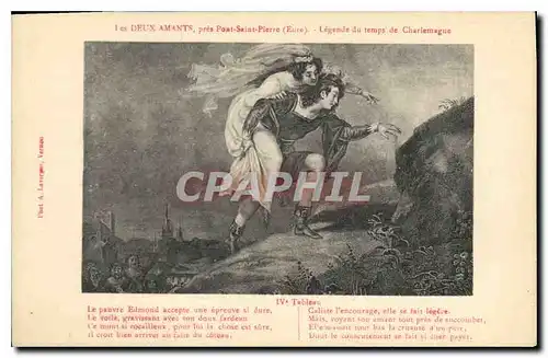 Cartes postales Les Deux Amants pres Pont Saint Pierre (Eure) Legende du temps de Charlemagne Tableau