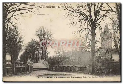 Cartes postales La Normandie Verneuil Promenade des Remparts et Eglise de la Madeleine