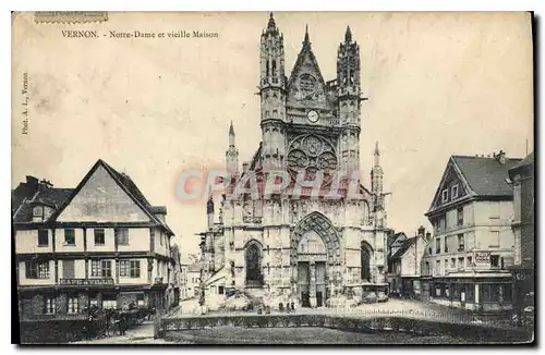 Cartes postales Vernon (Eure) Notre Dame et vieille Maison