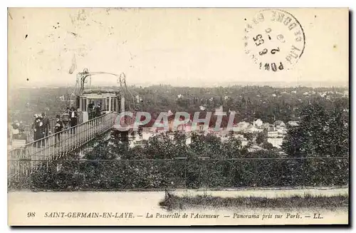 Cartes postales Saint Germain en Laye La Passerelle de l'Ascenseur Panorama pris sur Paris