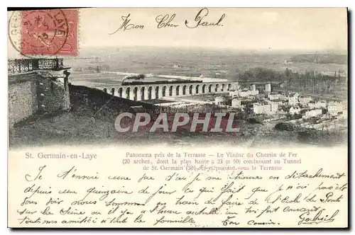 Cartes postales Saint Germain en Laye Panorama pris de la Terrasse Le Viaduc du Chemin de Fer
