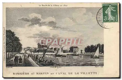 Cartes postales Le Bassin de la Villette Barriere St Martin et Canal de la Villette