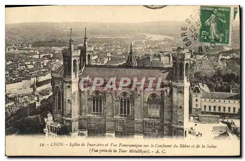 Ansichtskarte AK Lyon Eglise de Fourviere et Vue Panoramique sur le Confluent du Rhone et de la Saone