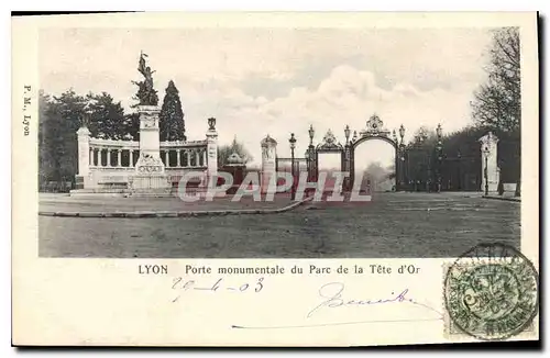 Cartes postales Lyon Porte Monument du Parc de la Tete d'Or