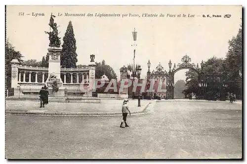 Cartes postales Lyon Le Monument des Legionnaires par Pagny l'Entree du Parc et le Lac