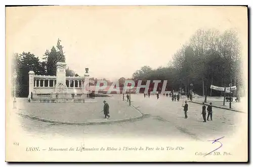 Cartes postales Lyon Monument des Legionnaires du Rhone a l'Entree du Parc de la Tete d'Or Les courses du velodr