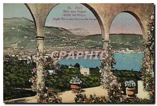 Cartes postales Nice Baie des Anges entre les fieurs