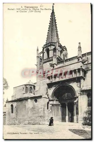 Cartes postales Tarascon Portail de l'Eglise Ste Marthe et Clocher